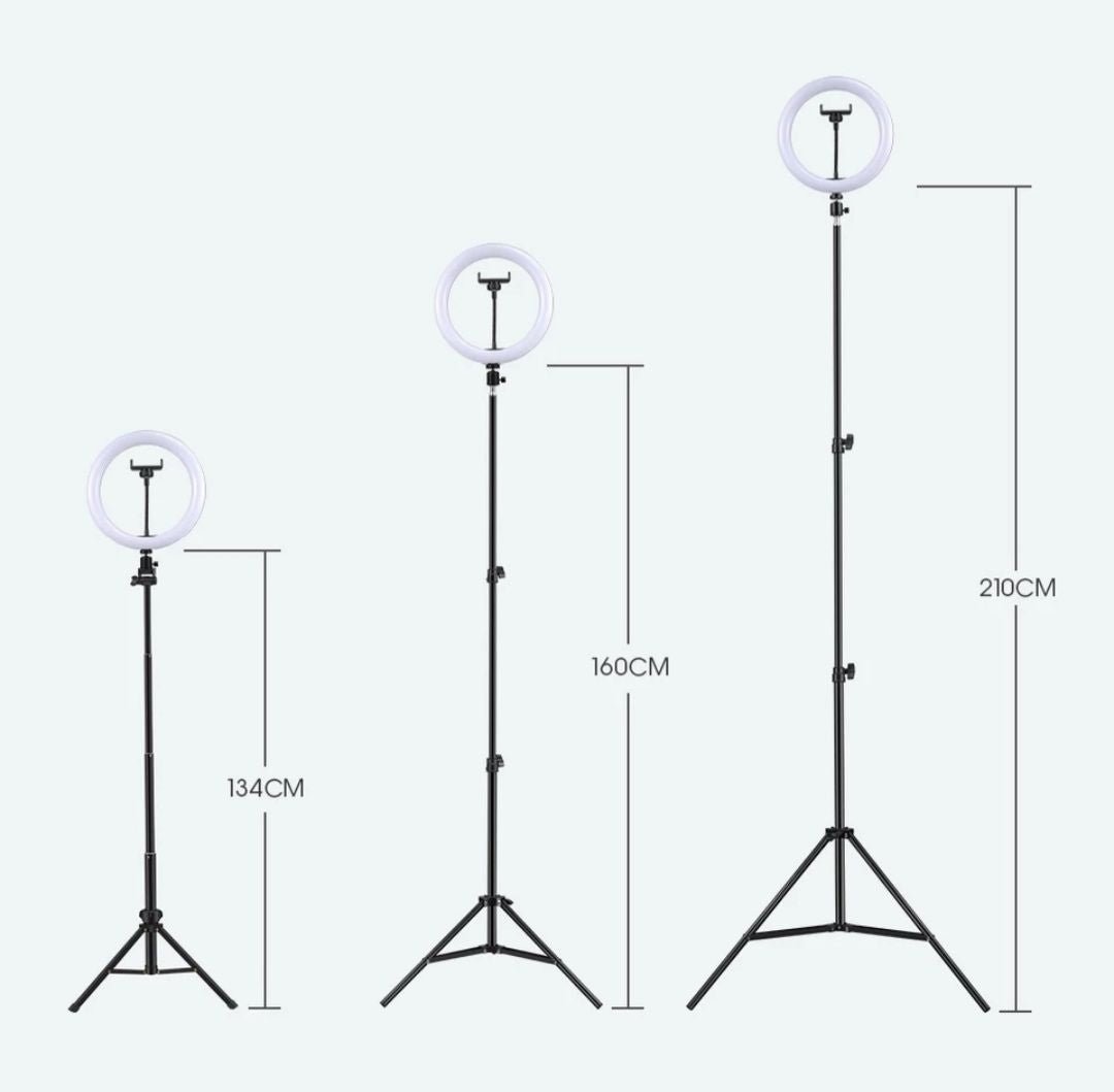 ARO DE LUZ DE 33 CM CON TRIPODE Y SOPORTE